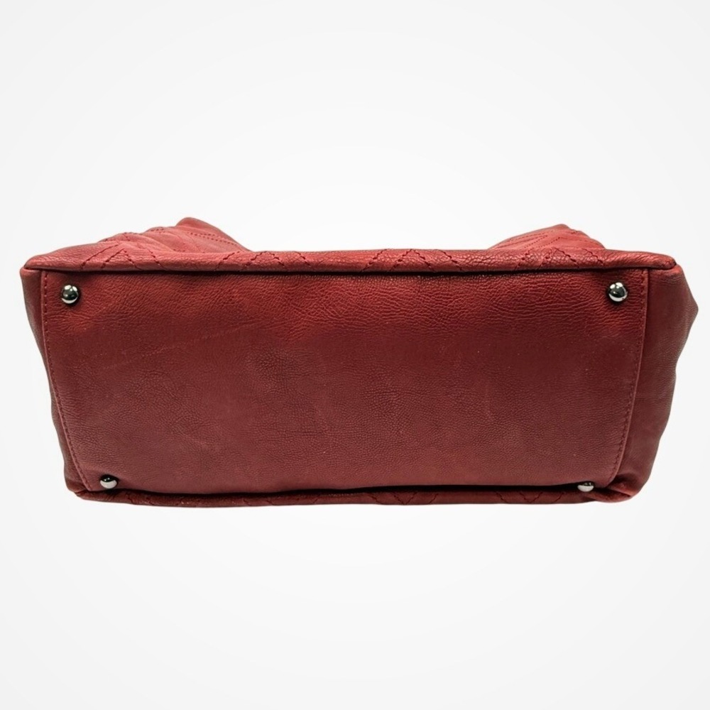 Chanel Bordeaux Red Leather Diamond Stitch CC Logo Chain Bag Silver Hardware - Picture 3 of 10